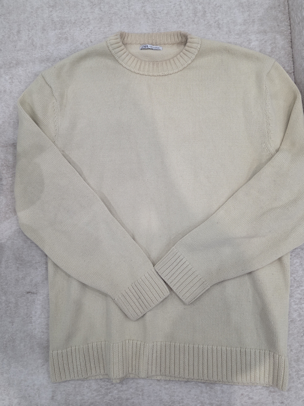 Zara Men Cream Crewneck Sweater M